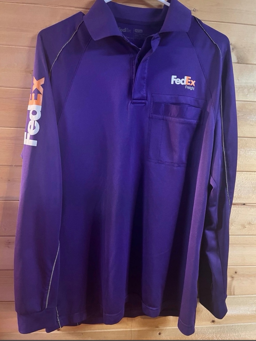 FedEx Purple Long Sleeve Polo with Orange Logo